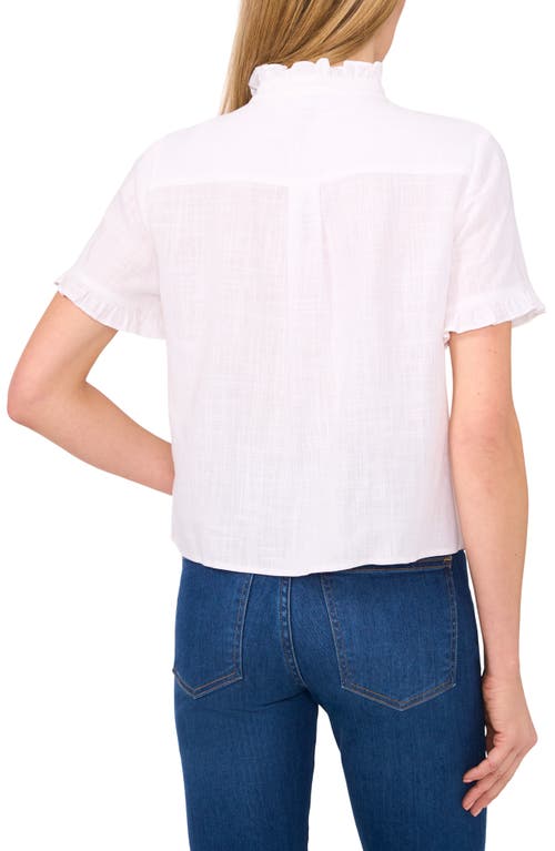 1.state Ruffle Button-up Shirt In Bright White/ultra White