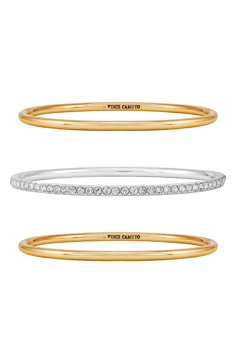 Vince Camuto Pavé Crystal Bangle Bracelet Set, Alternate, color, Two Tone