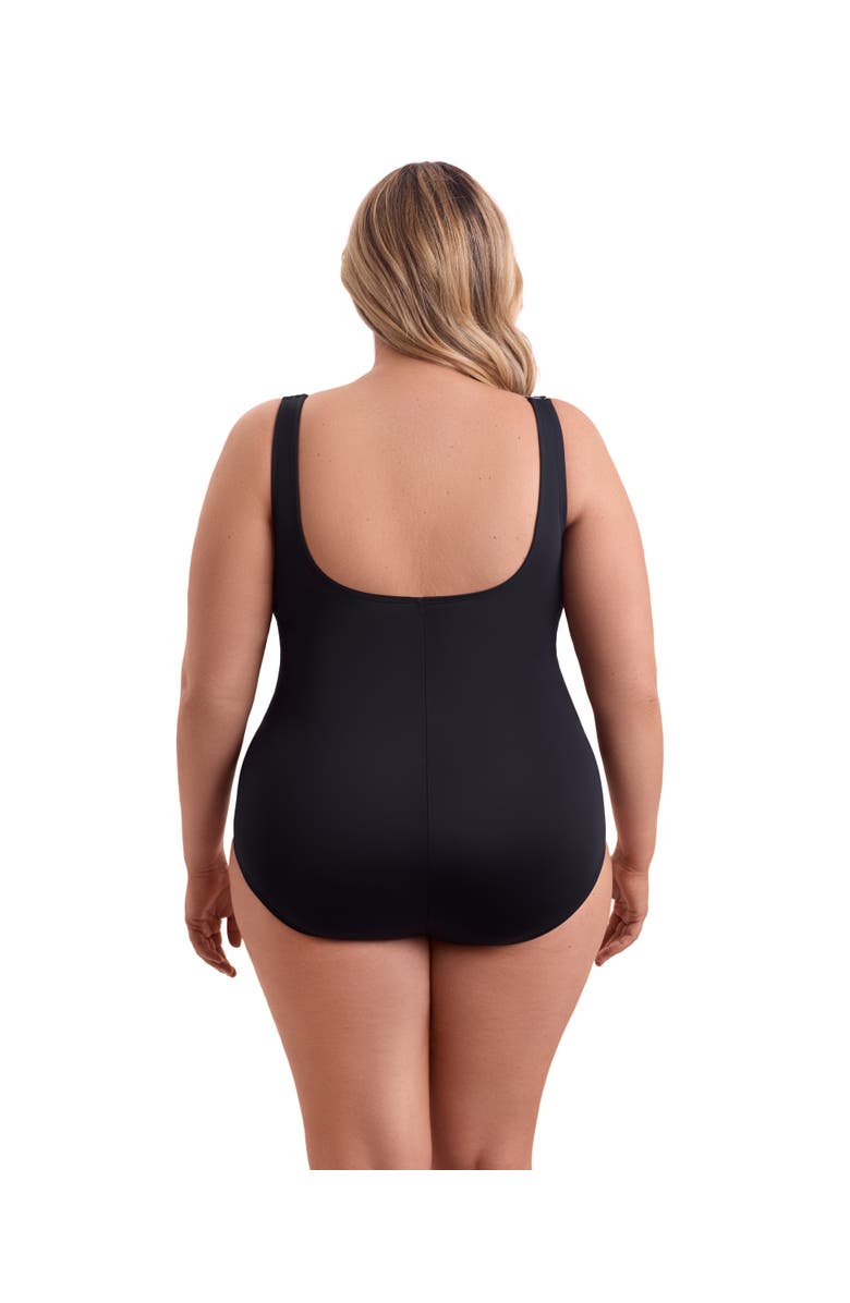 ShapeSolver Sport Scoopneck Zipper Tank Chlorine Resistant One-Piece Swimsuit, Alternate, color, Herringbone Shift