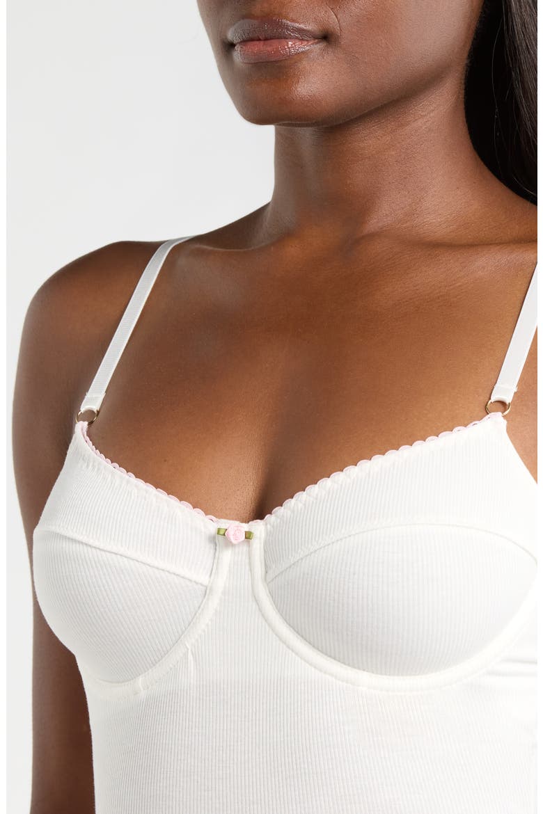 Rib Underwire Bodysuit, Alternate, color, WHITE