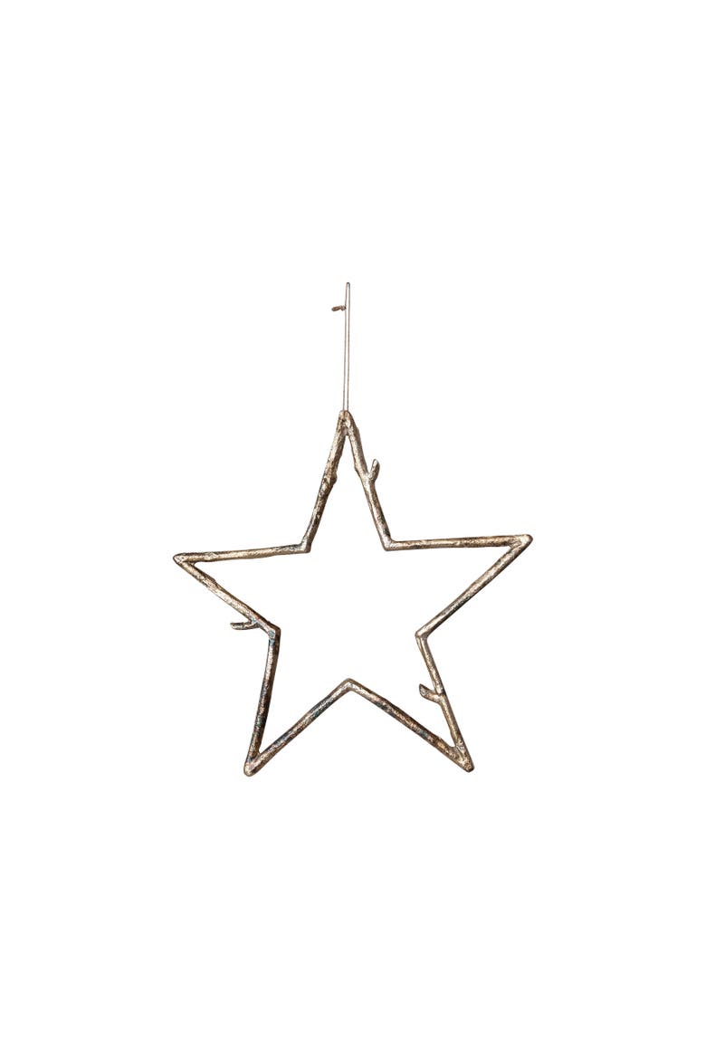 Metal Twig Star Ornament, Antique Gold Finish, Main, color, Gold