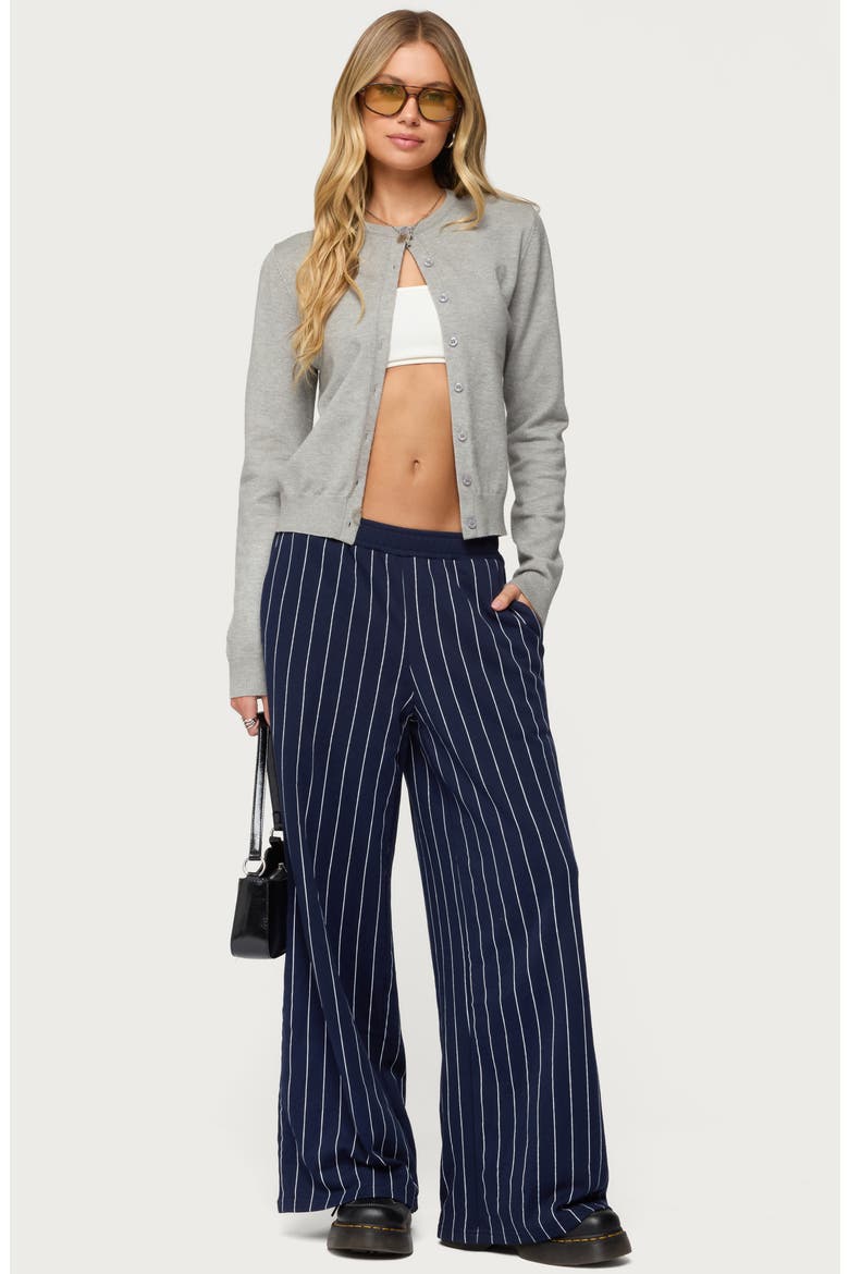 Mercer Pinstripe Wide Leg Pants, Alternate, color, NAVY