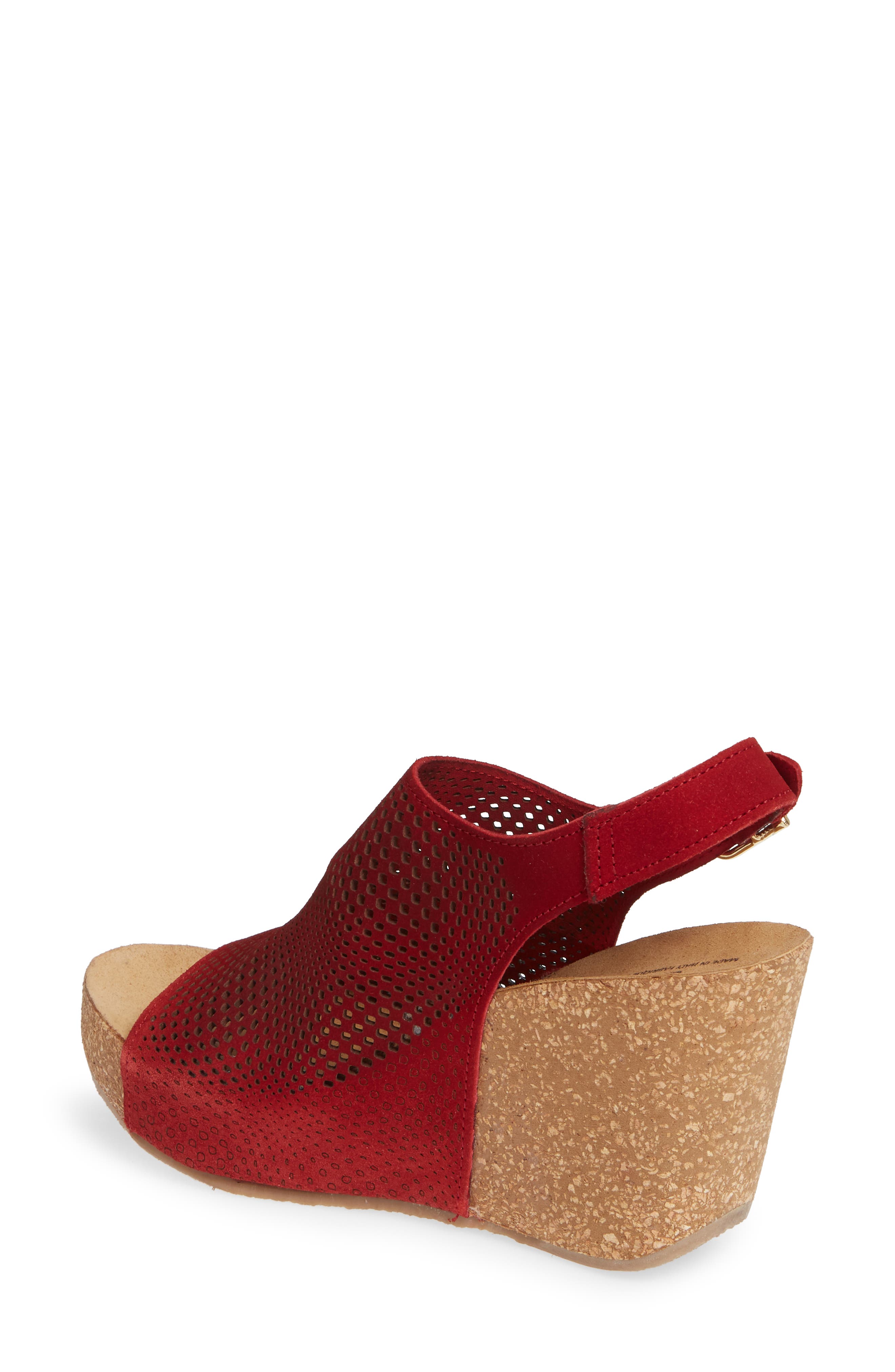 Savona Wedge Sandal, Alternate, color, RED SUEDE