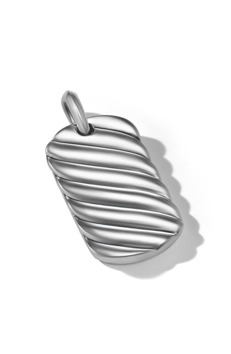 David Yurman Sculpted Cable Tag in Sterling Silver, 35mm, Alternate, color, Sterling Silver