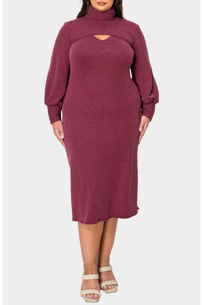Aster Plissé Two-Piece Sweater Dress, Main, color, BURGUNDY
