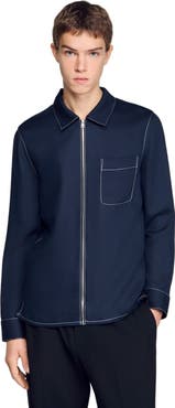 SANDRO Loose-fit zip-up shirt