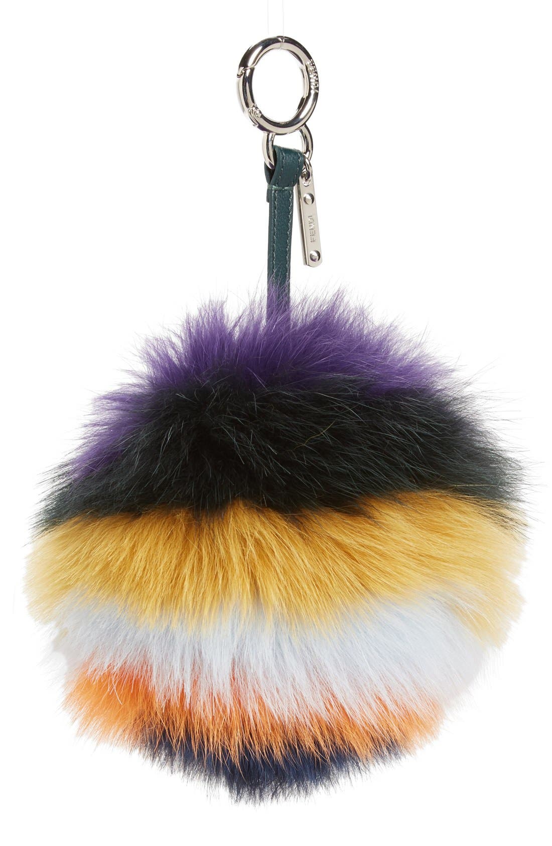 Genuine Fox Fur Bag Charm, Main, color, AMETHYST/ MULTI/ GREEN ENGLISH