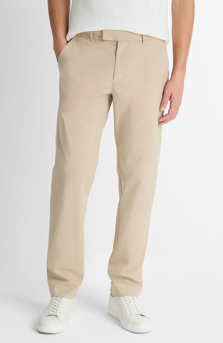 Vince Flat Front Stretch Cotton Chinos, Main, color, Cahuenga Khaki