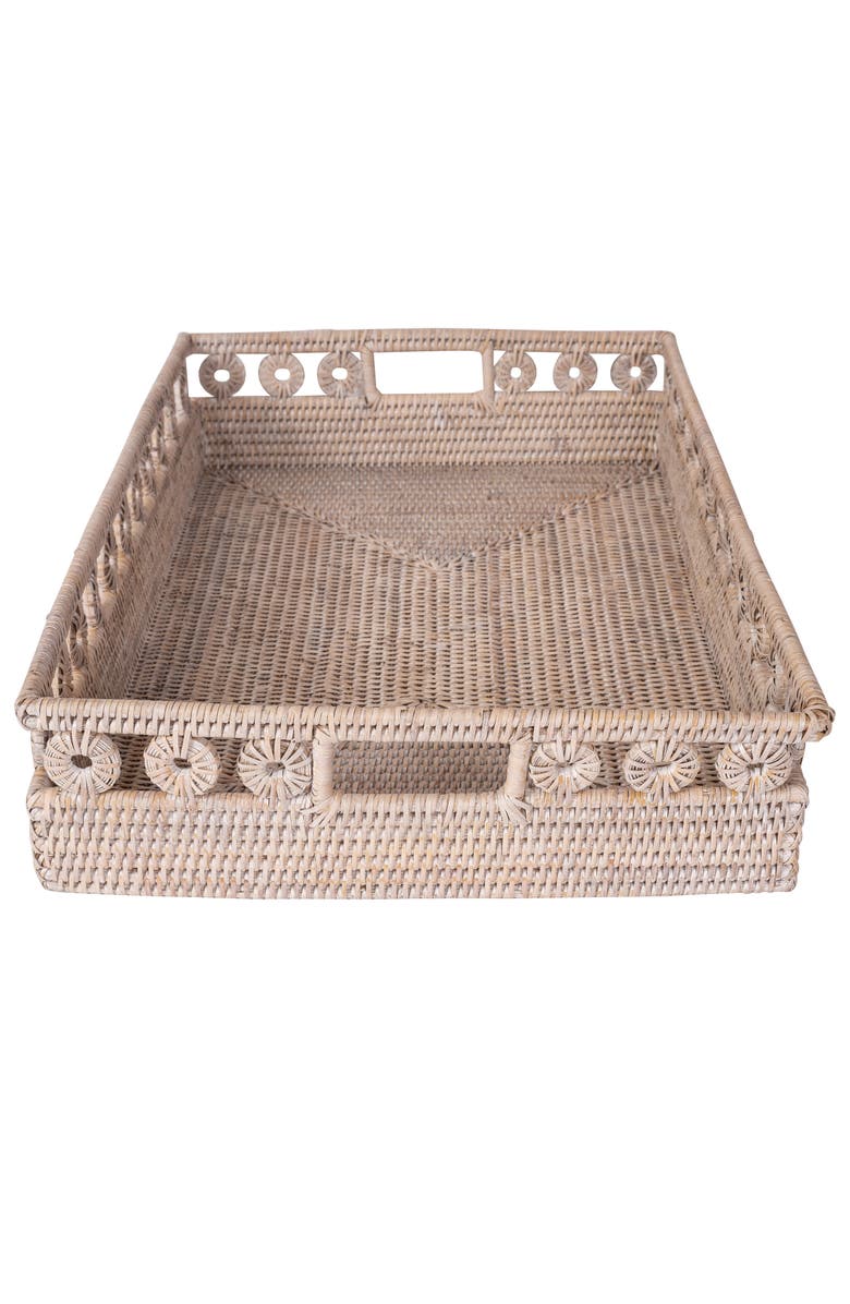 Artifacts Trading Company<sup>™</sup> Artifacts Rattan Inna Design Rectangular Tray with Cutout Handles, Alternate, color, White Wash