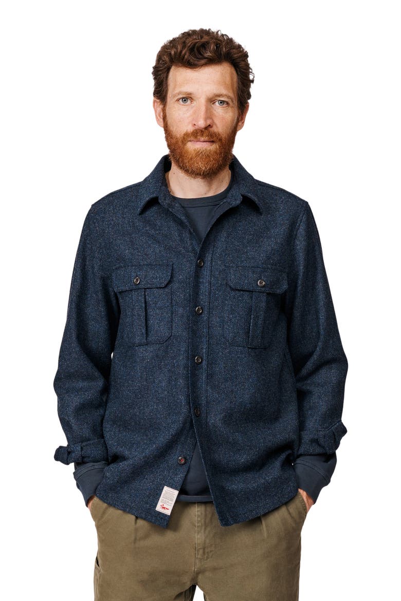 Ravendale Wool Shirt, Main, color, Navy Herringbone