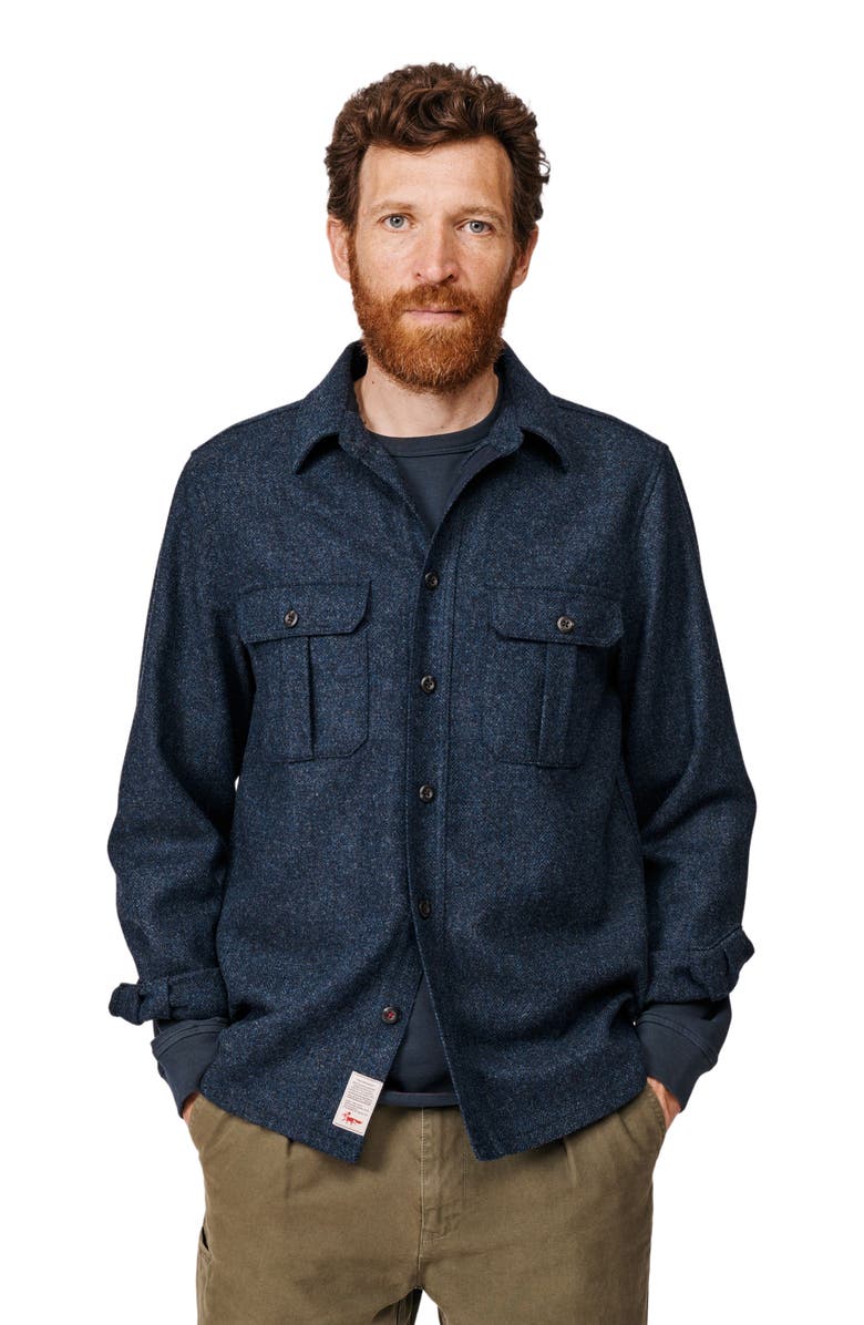 Aubin Ravendale Wool Shirt, Main, color, Navy Herringbone