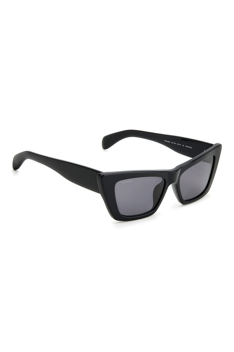 53mm Polarized Cat Eye Sunglasses, Alternate, color, BLACK/ GRAY POLARIZED