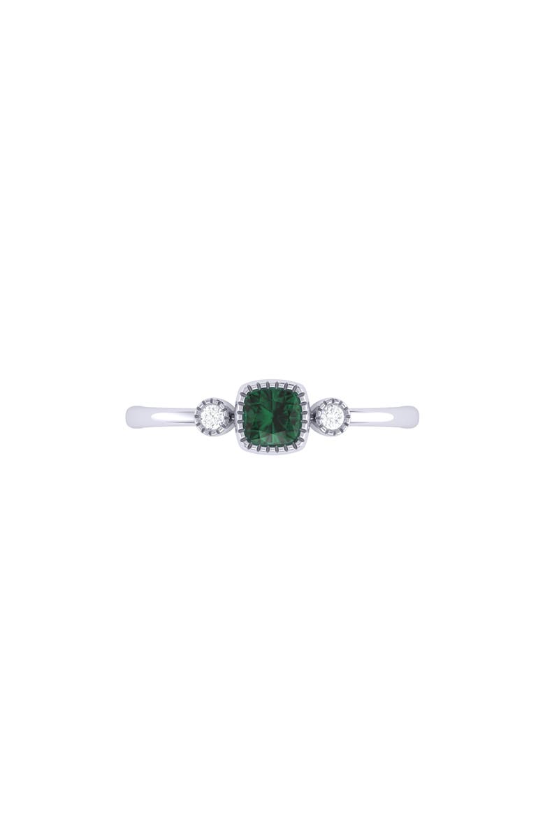 LuvMyJewelry Cushion Cut Emerald & Diamond Birthstone Ring in 14K Gold, Alternate, color, 