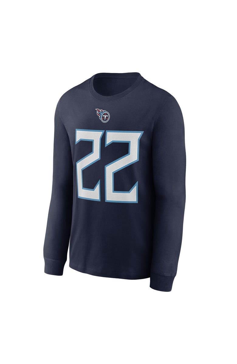 Nike Men's Nike Derrick Henry Navy Tennessee Titans Player Name & Number Long Sleeve T-Shirt, Alternate, color,