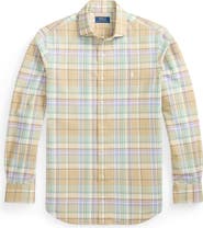 Polo Ralph Lauren Classic Fit Plaid Linen Button-Up Oxford Shirt