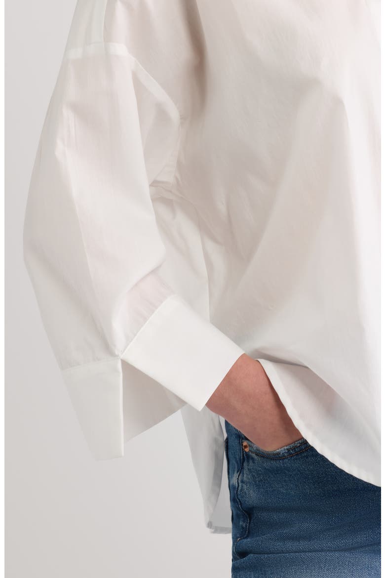 Three-Quarter Sleeve Cotton Shirt, Alternate, color, WHITE