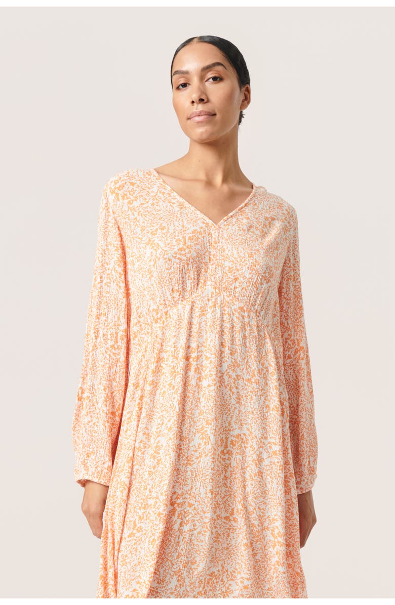 Soaked in Luxury Zaya Knee-Length Long Sleeve Dress, Alternate, color, Tangerine Ditsy Print