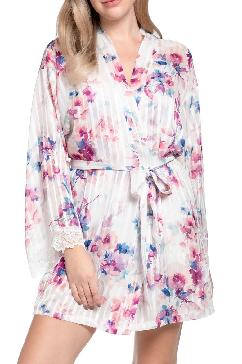 Dorothy Floral Short Chiffon Robe, Main, color, IVORY