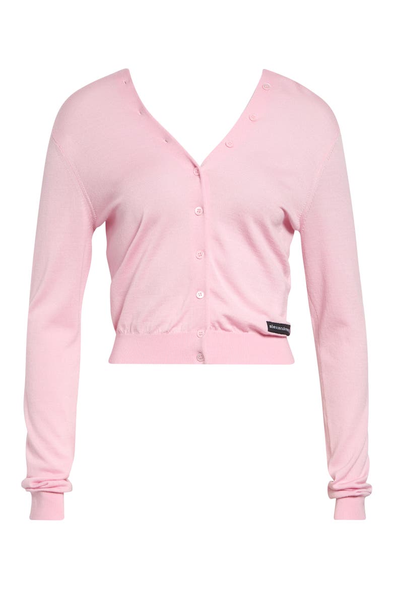 Crop Continuous Placket Wool Cardigan, Alternate, color, BALLET PINK