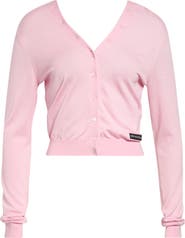Alexander Wang Crop Continuous Placket Wool Cardigan