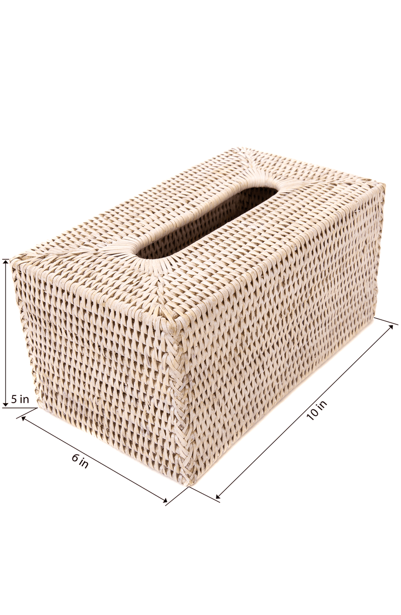 Artifacts Trading Company<sup>™</sup> Artifacts Rattan Rectangular Tissue Box Cover, Alternate, color, White Wash
