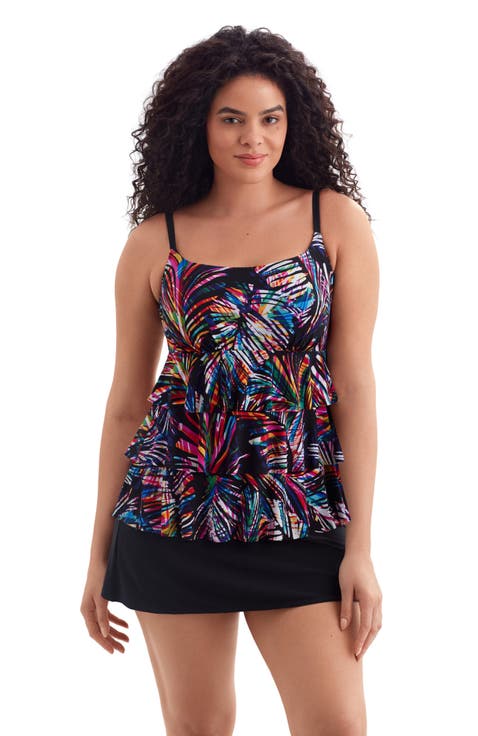Faux Ruffle Skirtini Long Torso Swimsuit
