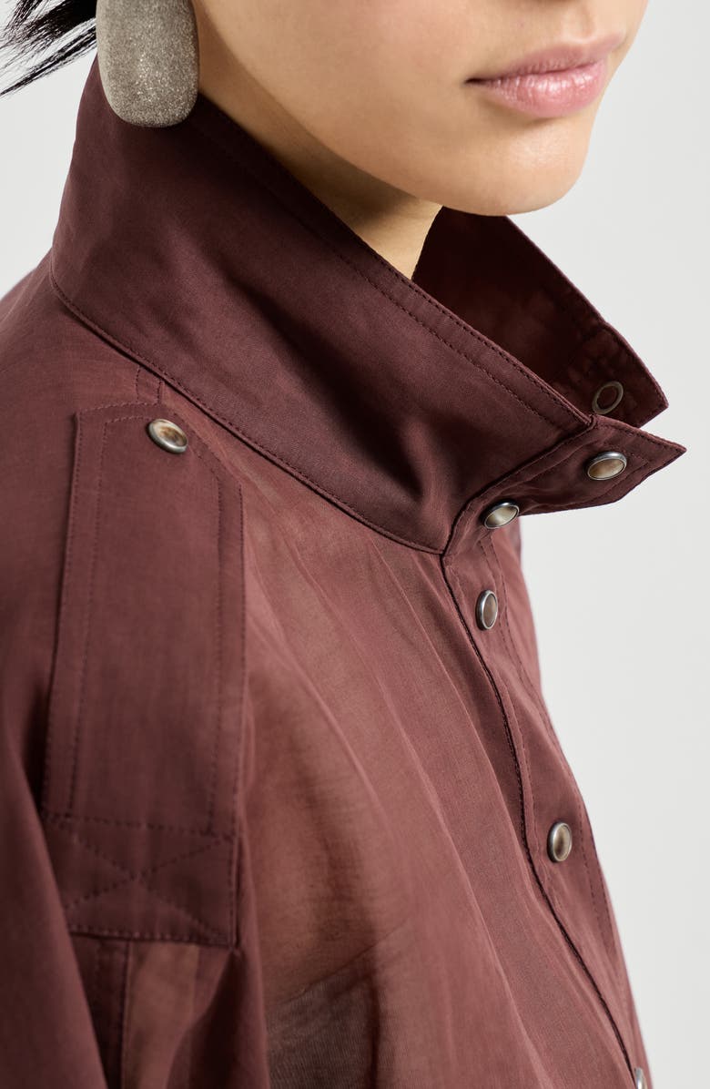 Brunello Cucinelli Cotton organza outerwear jacket, Alternate, color, Bordeaux