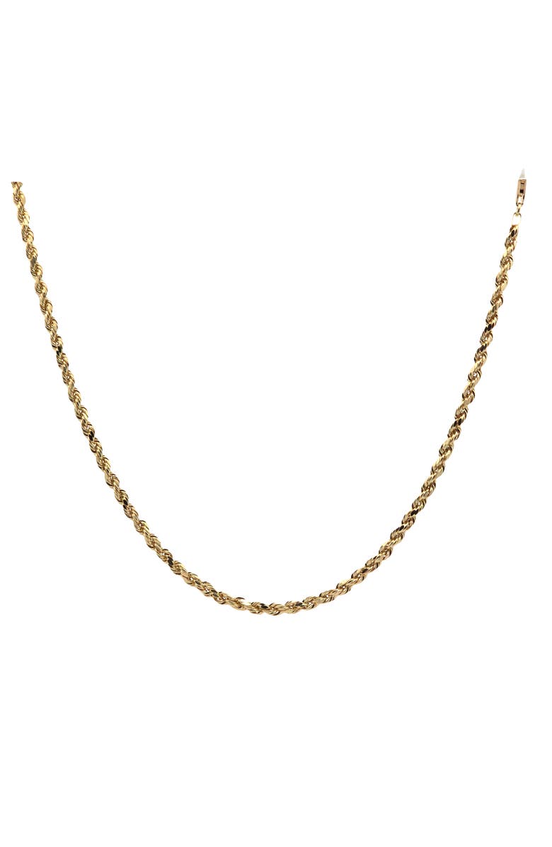 Ancona Jewelry 14K Diamond Cut Rope 3mm 24in 7g Chain Necklace, Main, color, Yellow Gold