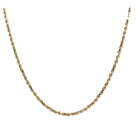 14K Diamond Cut Rope 3mm 24in 7g Chain Necklace