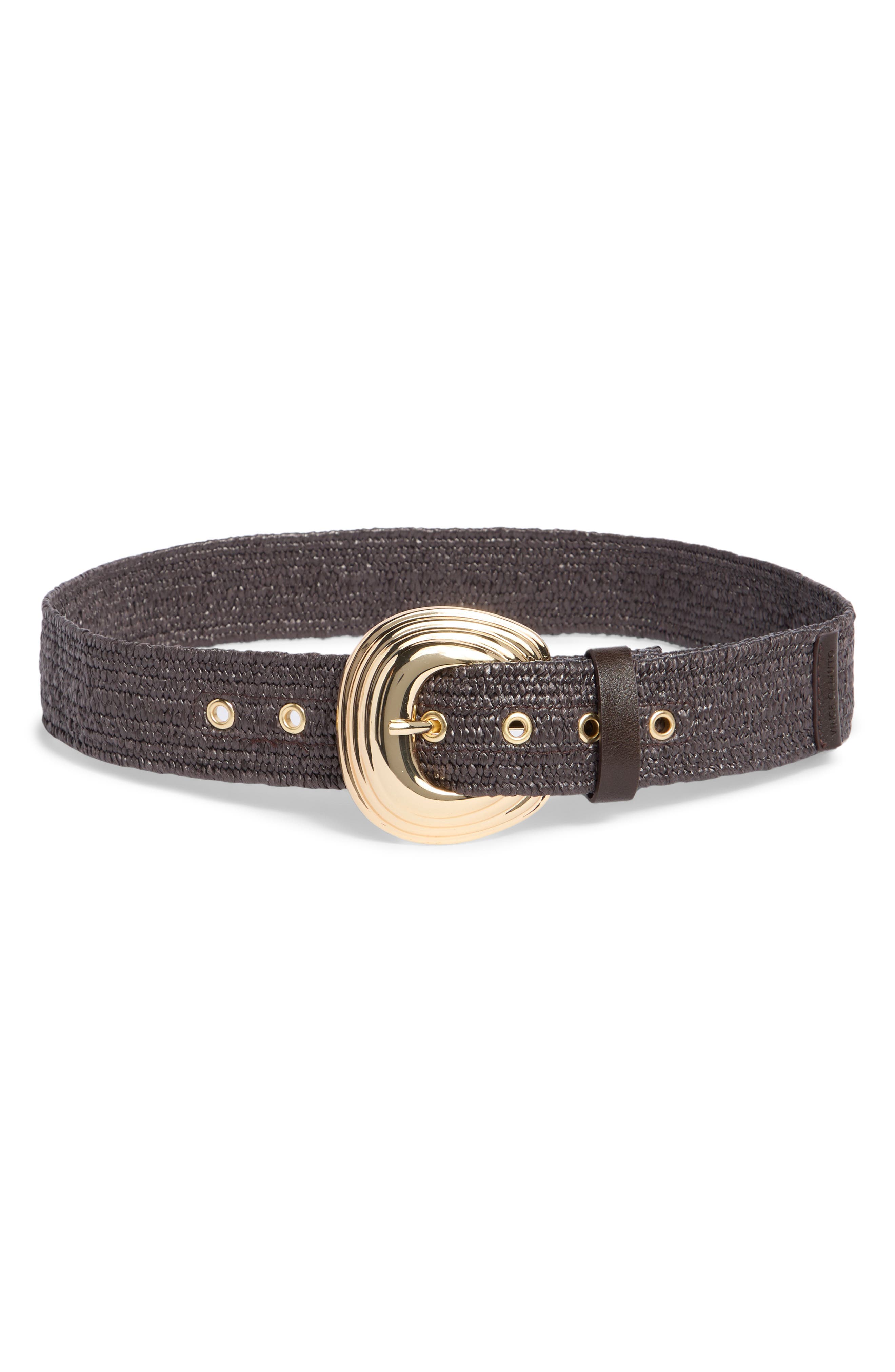 Vince Camuto Stretchy Straw Layered Buckle Belt