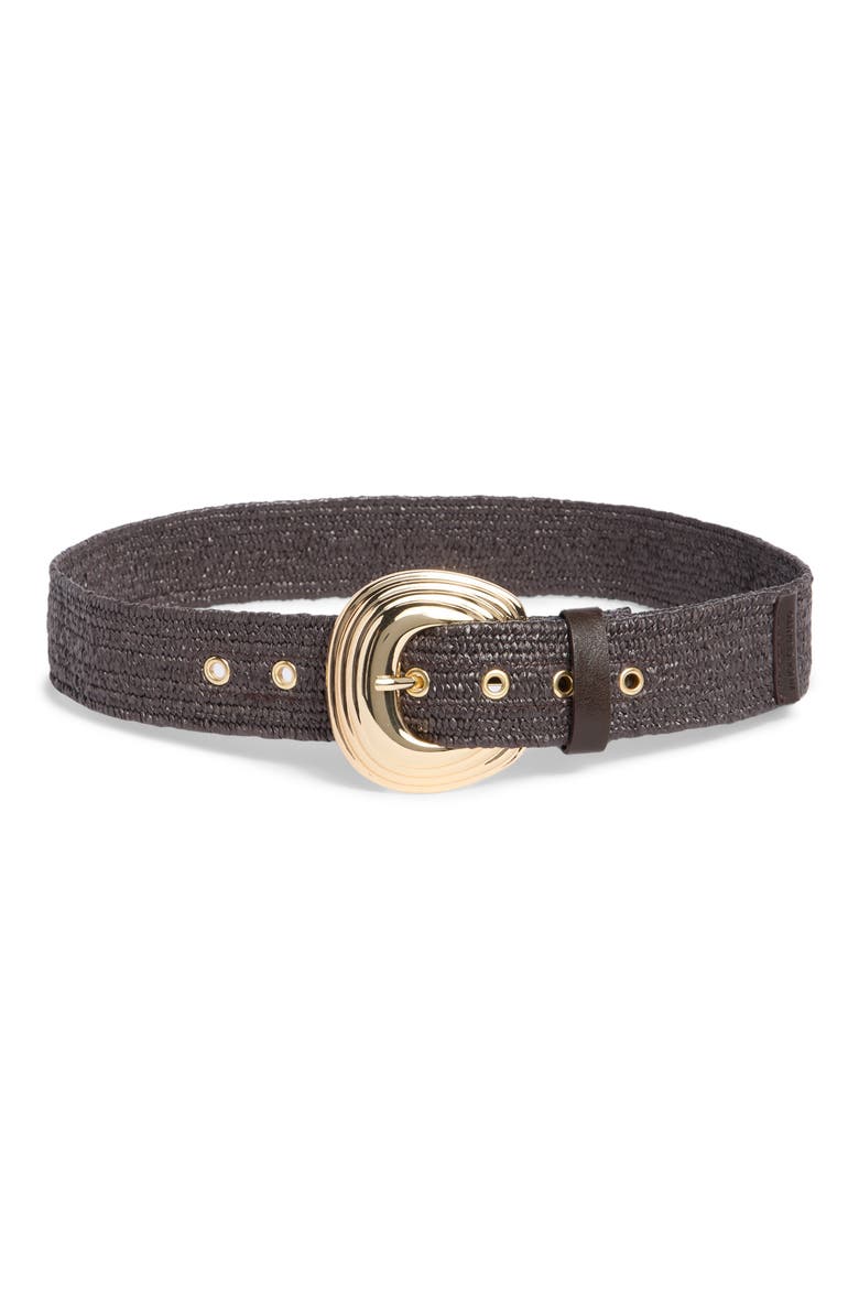 Stretchy Straw Layered Buckle Belt, Main, color, ESPRESSO