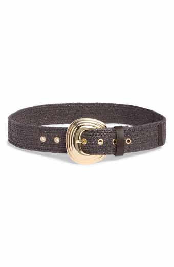 Vince Camuto Stretchy Straw Layered Buckle Belt