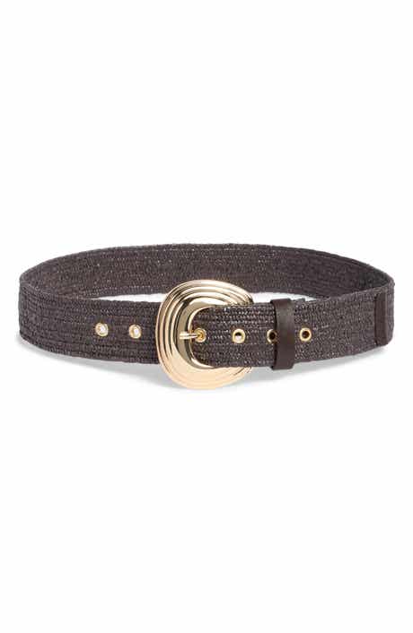 Vince Camuto Stretchy Straw Layered Buckle Belt
