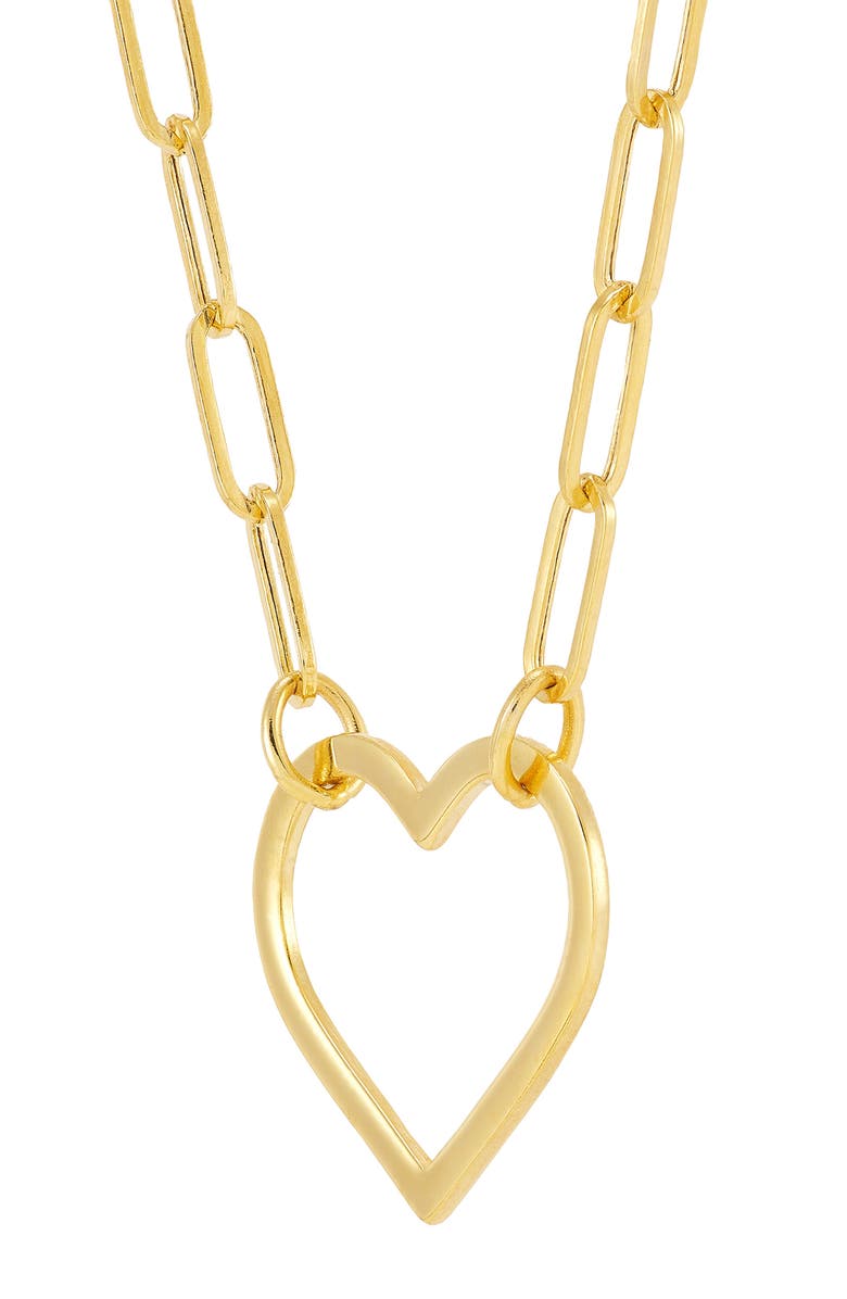 Frankie & Zoe Open Heart Pendant Necklace, Alternate, color, Yellow Gold