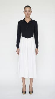 Elexiay Sonia Polo Midi Dress With Pleated Skirt