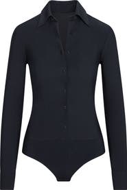 Commando Classic Long Sleeve Button-Down Thong Bodysuit