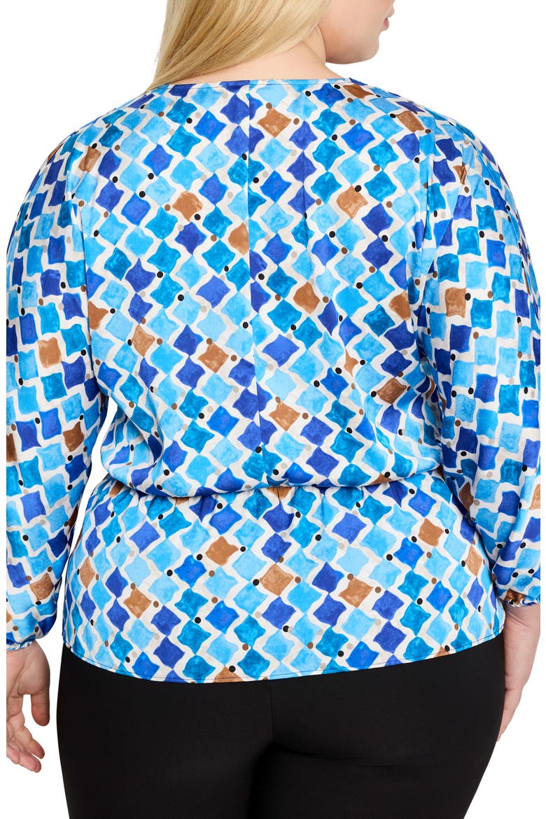 Sofia Mosaic Print Peplum Top, Alternate, color, BLUE MULTI