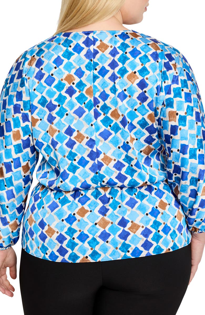 NIC+ZOE Sofia Mosaic Print Peplum Top, Alternate, color, Blue Multi
