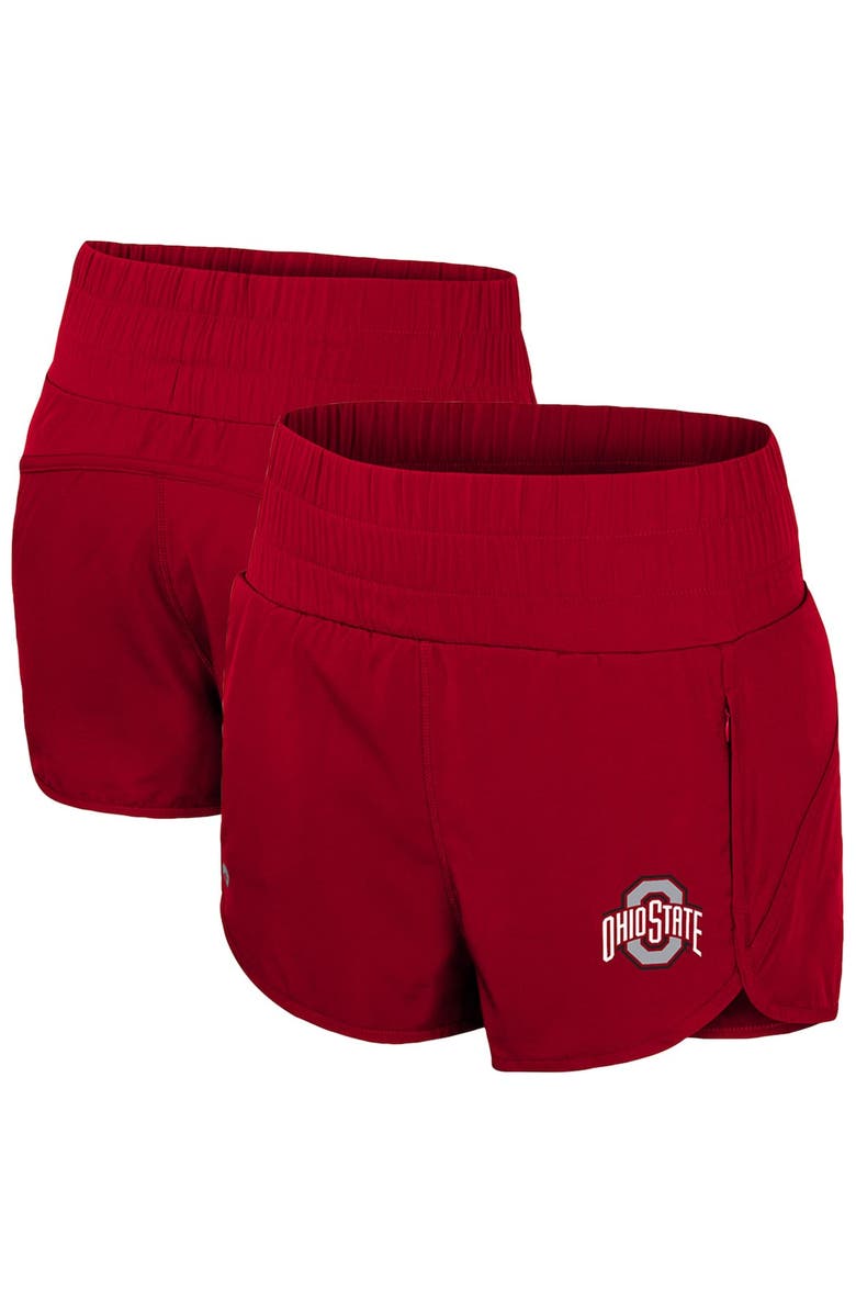 COLOSSEUM Women's Colosseum Scarlet Ohio State Buckeyes Stop By Smocked High Waist Shorts, Alternate, color, 