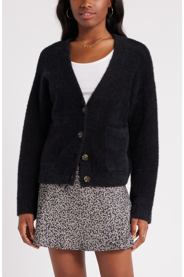 Fuzzy Cardigan, Main, color, BLACK