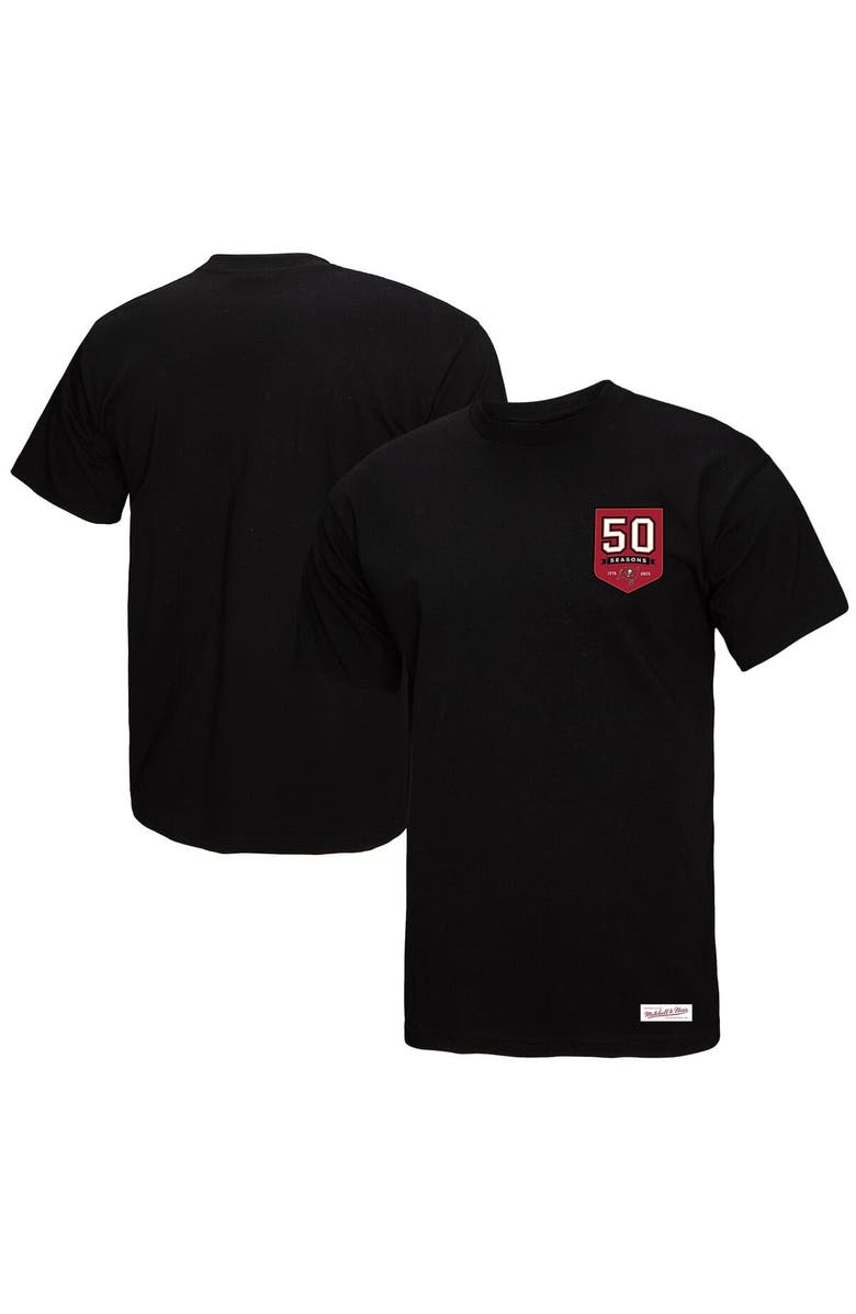Mitchell & Ness Women's Mitchell & Ness Black Tampa Bay Buccaneers 50th Anniversary Shield Oversized Boyfriend T-Shirt, Alternate, color, Black