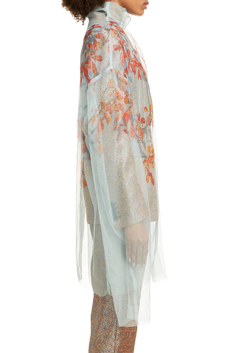 Dries Van Noten Darci Shadow Leaf Sheer Silk Top, Alternate, color, 