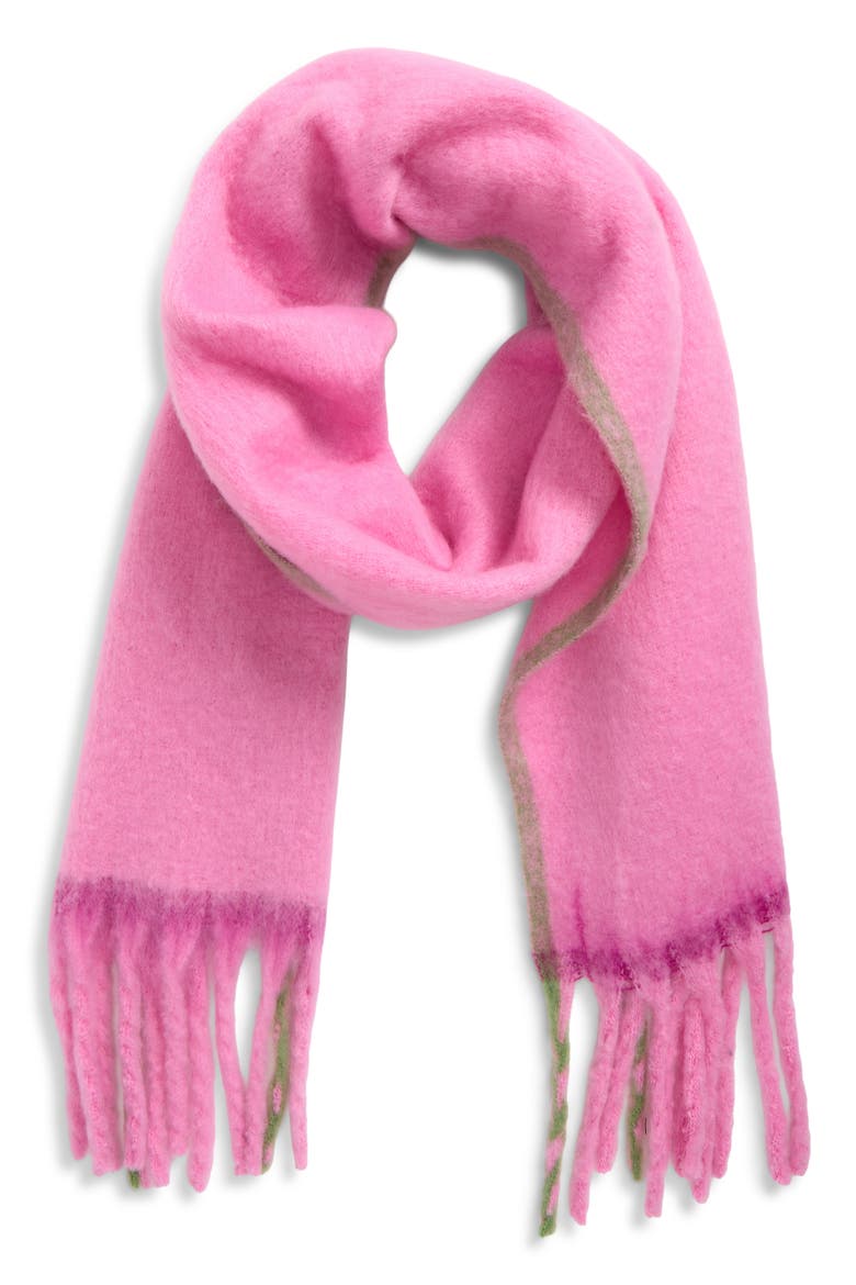 Brushed Fringe Scarf, Main, color, PINK COMBO