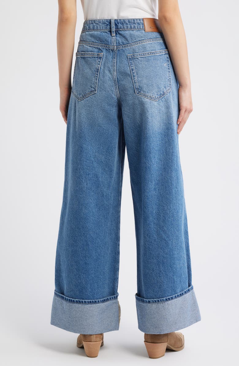 HIDDEN JEANS Cuffed High Waist Wide Leg Jeans, Alternate, color, Medium Dark