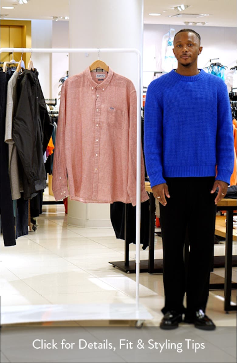 Linton Regular Fit Microcheck Linen Button-Down Shirt, sales video thumbnail