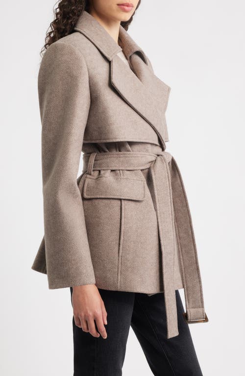 Bernardo Sullivan Double Breasted Belted Coat In Brown
