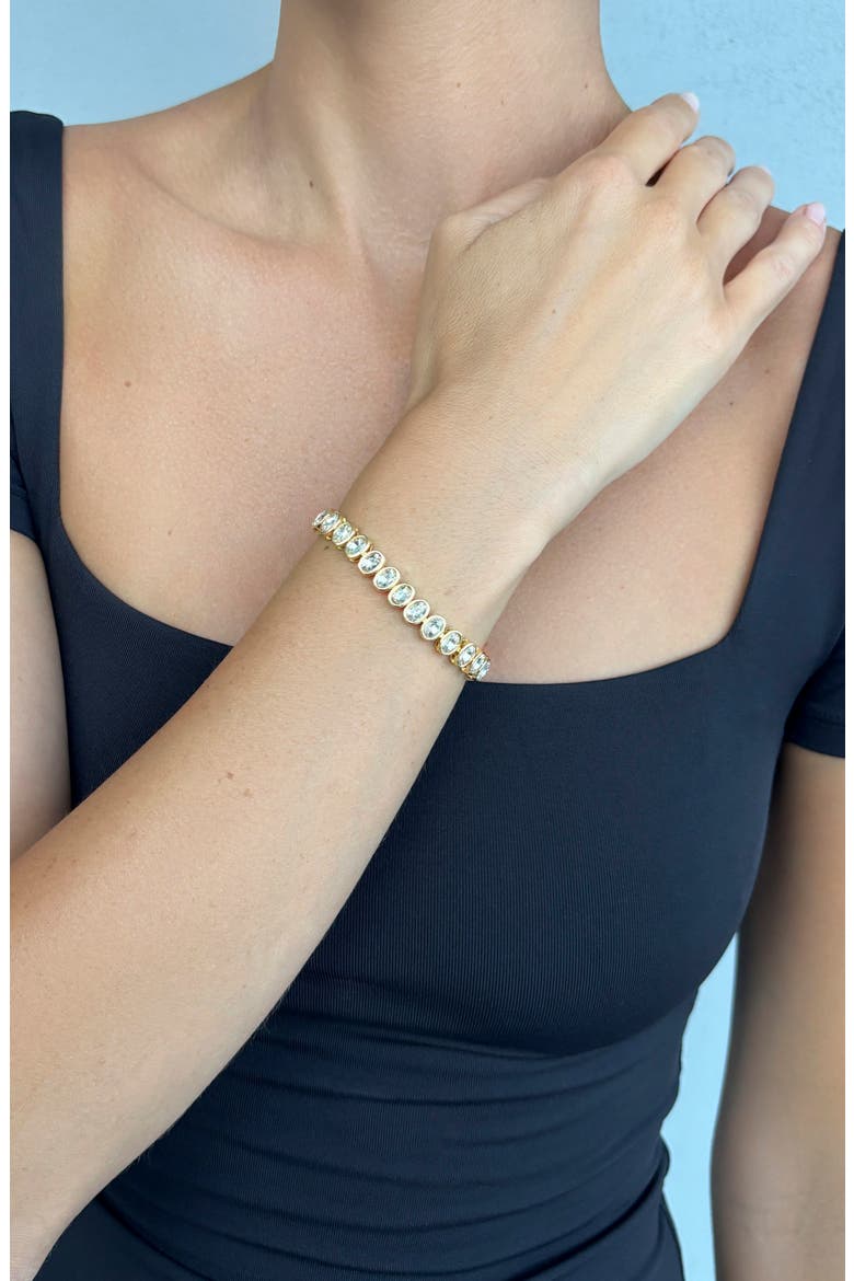 Oval Bezel Tennis Bracelet, Alternate, color, GOLD