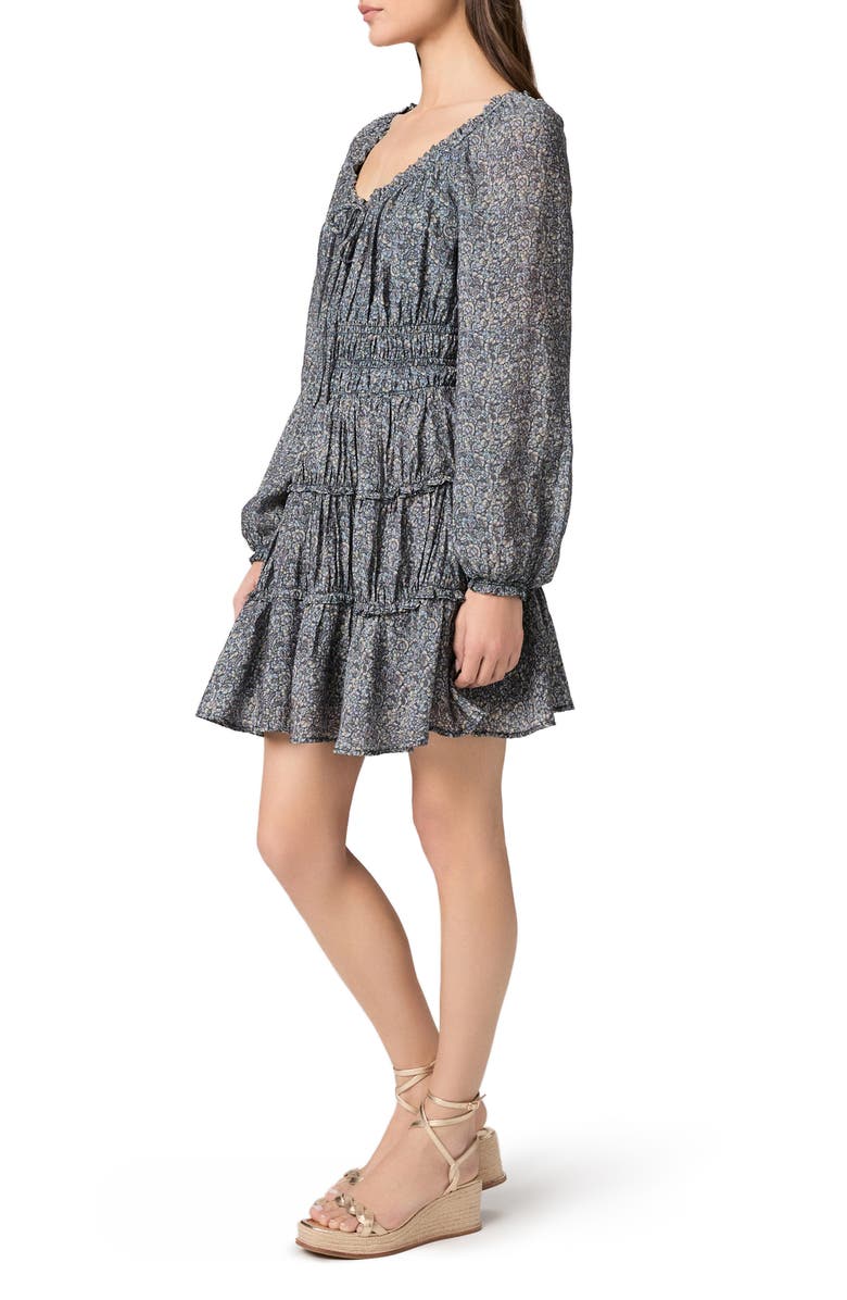 PAIGE Kenmare Floral Tiered Dress, Alternate, color, Navy Multi