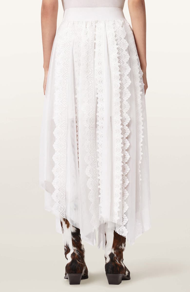 AllSaints Vashtie Mixed Lace Handkerchief Hem Skirt, Alternate, color, Optic White