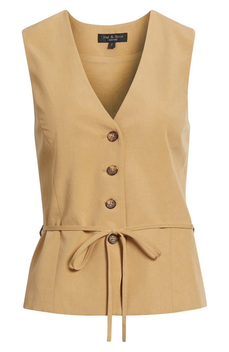 rag & bone Paulette Tie Waist Vest, Alternate, color, Fawn